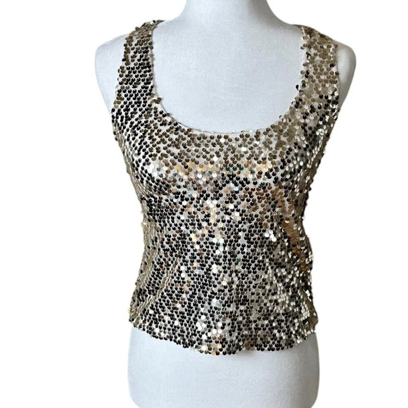 NWOT ABERCROMBIE & FITCH Gold Sequin Racer Back Tank Top - size XS - Picture 1 of 8